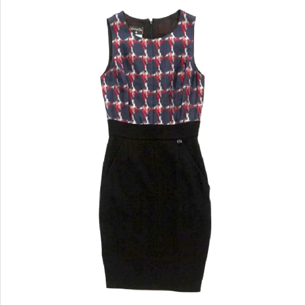 CHANEL Black Dress ‘Paris-Venise’ in Silk and Wool - Size 34